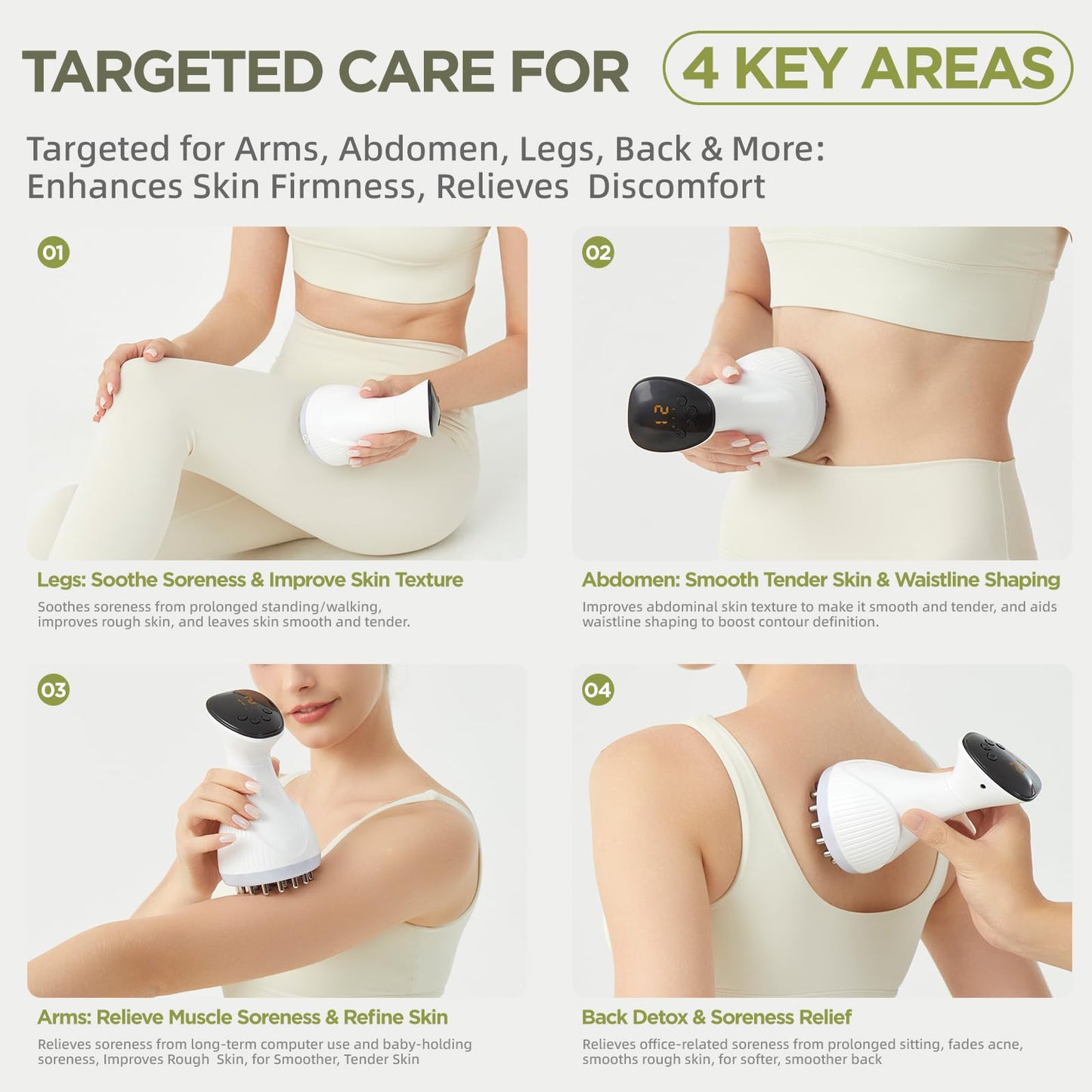 MMGJMP Lymphatic Drainage Massager & Anti-Cellulite Massage Tool, Body Contouring Device for Legs, Arms & Stomach, Supports Smoother Skin, with Gentle Warming & Vibration - W - dailyvitalstore