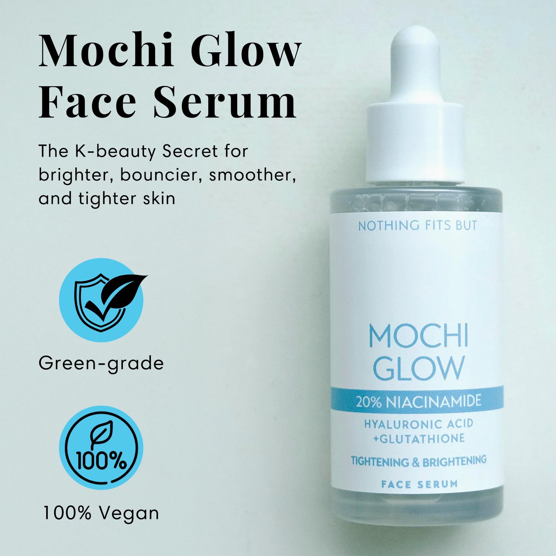 Mochi Glow 20% Niacinamide Serum for Face, High Potency Pore Tightening Skin Serum with Hyaluronic Acid & Glutathione, Anti-Aging Serum for Dark Spots & Fine Lines, Korean Skincare, 50ml/1.7fl.oz. - dailyvitalstore