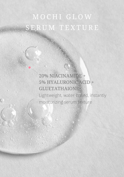 Mochi Glow 20% Niacinamide Serum for Face, High Potency Pore Tightening Skin Serum with Hyaluronic Acid & Glutathione, Anti-Aging Serum for Dark Spots & Fine Lines, Korean Skincare, 50ml/1.7fl.oz. - dailyvitalstore