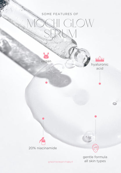 Mochi Glow 20% Niacinamide Serum for Face, High Potency Pore Tightening Skin Serum with Hyaluronic Acid & Glutathione, Anti-Aging Serum for Dark Spots & Fine Lines, Korean Skincare, 50ml/1.7fl.oz. - dailyvitalstore