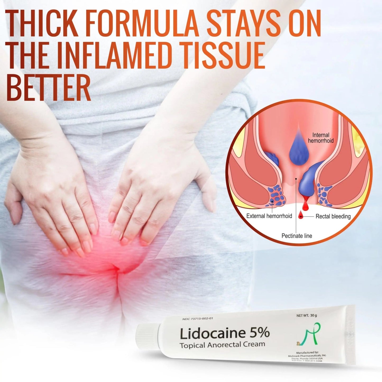 Mohnark Maximum Strength Lidocaine Hemorrhoid Treatment Cream for External and Internal Hemorrhoids Treatment Burn Itch Pain Relief Anal Cream Topical Anorectal Numbing Cream- 30 Gram Tube Made in USA - dailyvitalstore