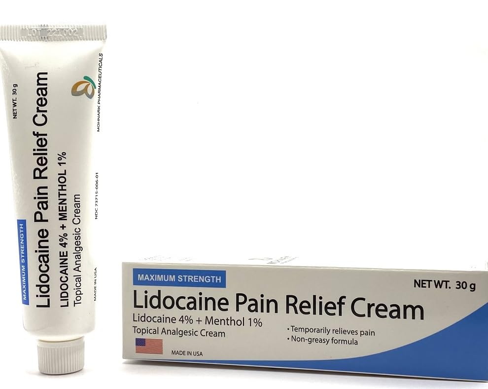 MOHNARK Pain Relief Cream with Lidocaine 4% and 1% Menthol | Includes Vitamin E | Numbs Away Pain Faster | Non-Greasy - dailyvitalstore