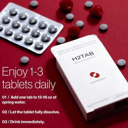 Molecular H2TAB Hydrogen Water Tablets with Magnesium -12 PPM Hydrogen Tablets for Drinking Water -Rich in Antioxidants, Supports Cellular Health, Recovery & Cognitive Function (30 Counts, Raspberry) - dailyvitalstore