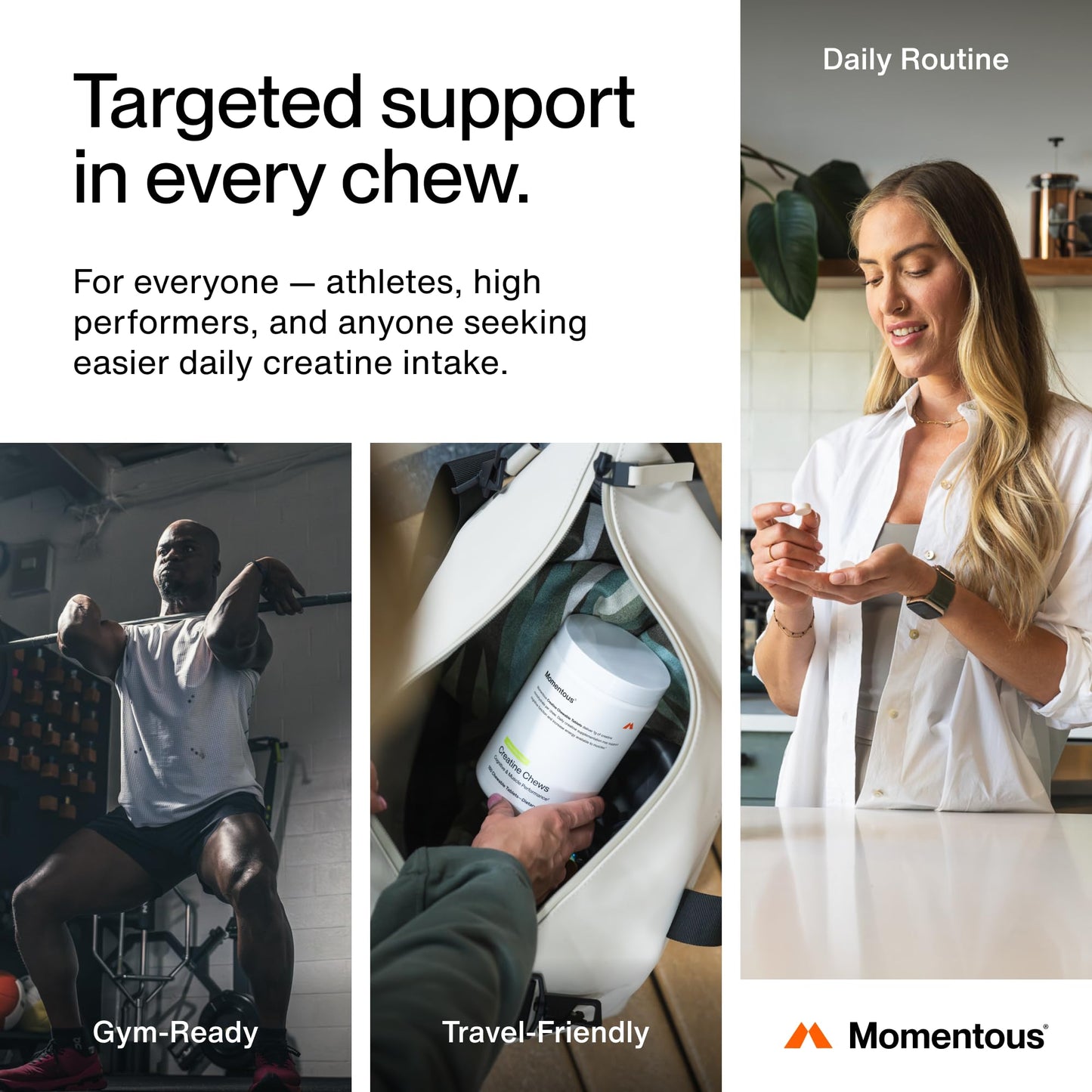 Momentous Creatine Chews - Creatine Monohydrate - Supports Strength, Lean Muscle, & Recovery for Men & Women - NSF Certified for Sport - 150 Chewable Tablets - Lemon Lime - dailyvitalstore