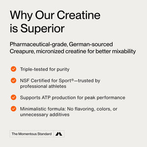 Momentous Creatine Lemon Monohydrate Powder - Creatine Powder - Supports Strength, Lean Muscle, & Recovery for Men & Women - NSF Certified for Sport - 6.49 g per Serving - 15 Servings - dailyvitalstore