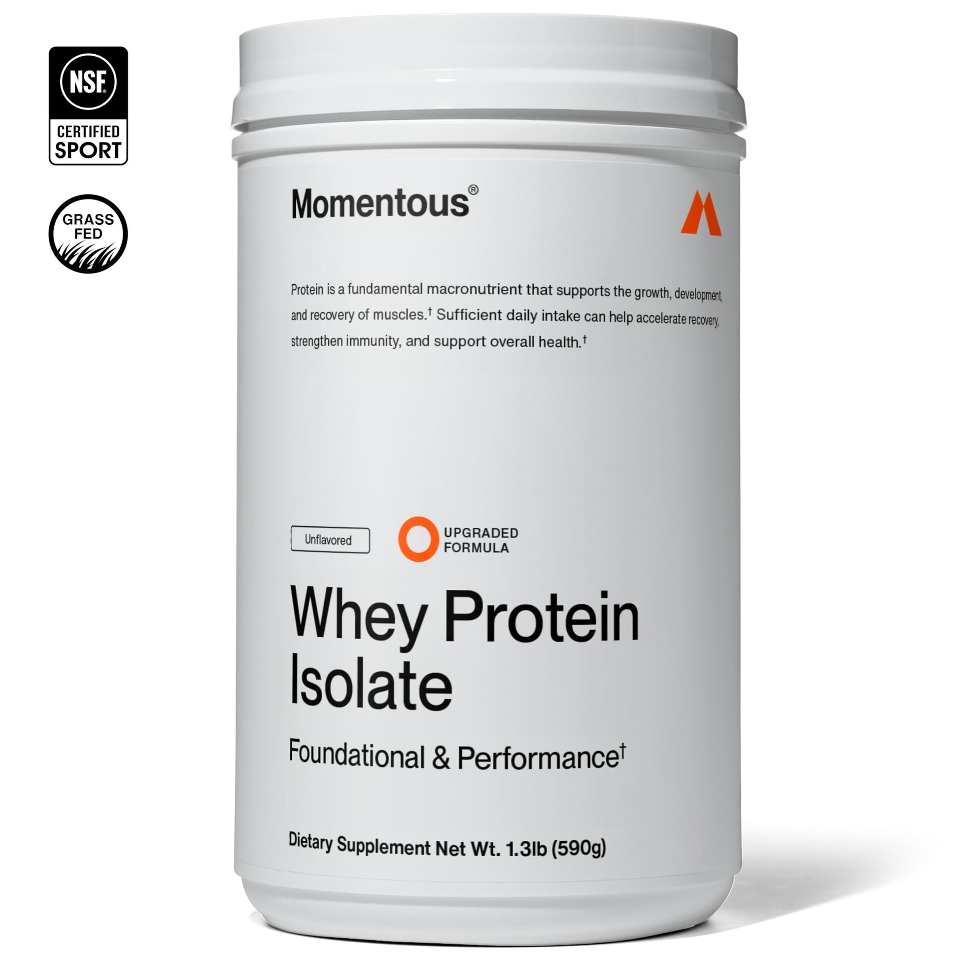 Momentous Essential Grass-Fed Whey Protein Powder - 20 g Whey Isolate Protein - NSF Certified for Sport - Gluten-Free - 25 Servings for Essential Everyday Use - Unflavored - Package May Vary - dailyvitalstore