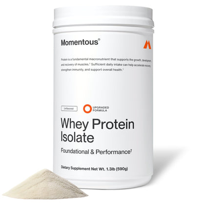 Momentous Essential Grass-Fed Whey Protein Powder - 20 g Whey Isolate Protein - NSF Certified for Sport - Gluten-Free - 25 Servings for Essential Everyday Use - Unflavored - Package May Vary - dailyvitalstore