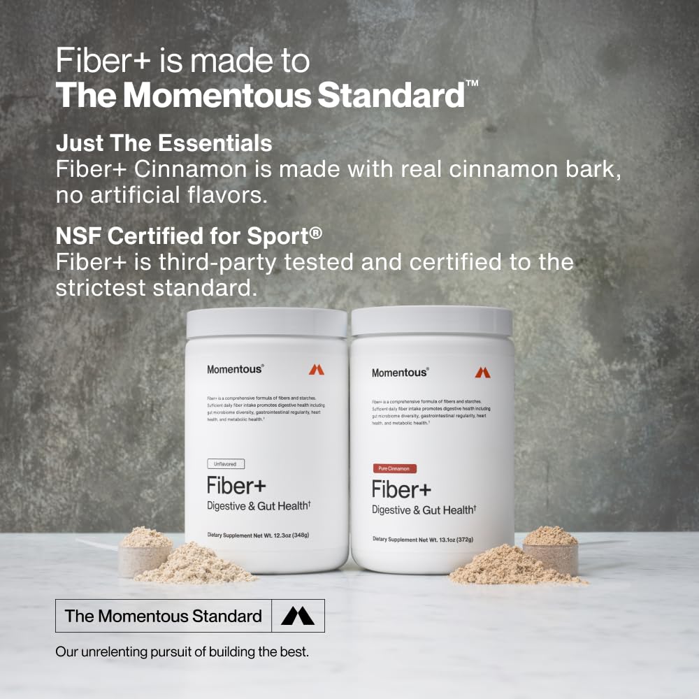 Momentous Fiber+ - Daily Multi-Source Fiber Blend to Support Nutrient Absorption, Natural Energy Production, & Recovery - NSF Certified for Sport - Non-GMO & Gluten-Free - dailyvitalstore