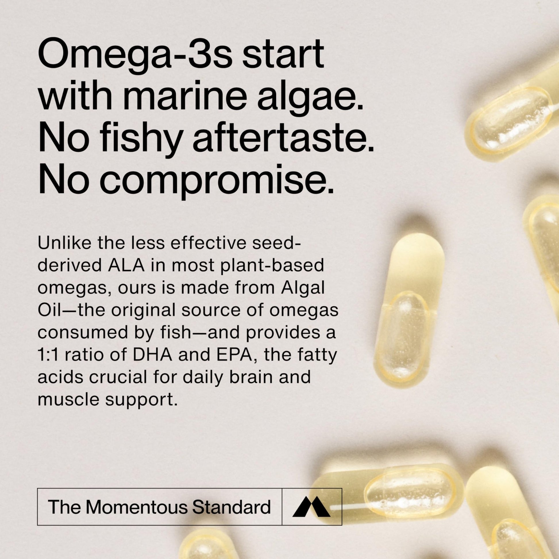 Momentous Vegan Omega-3 - Plant-Based EPA & DHA Supplement for Men & Women - Sourced from Algae Oil - Supports Heart, Joint, & Brain Health - NSF Certified for Sport - 1,000 mg - 30 Servings - dailyvitalstore