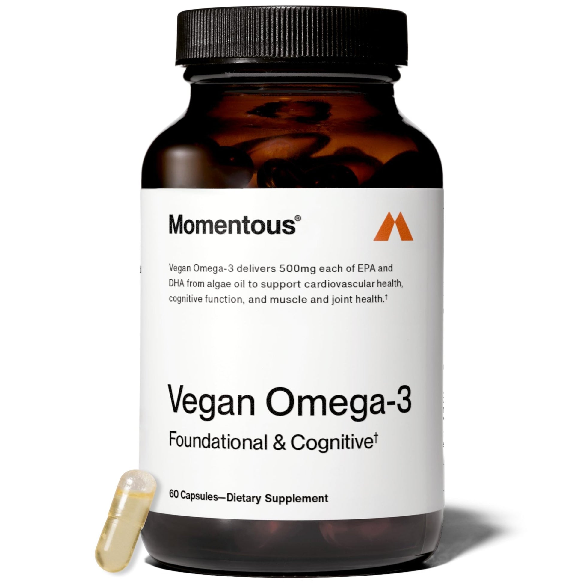 Momentous Vegan Omega-3 - Plant-Based EPA & DHA Supplement for Men & Women - Sourced from Algae Oil - Supports Heart, Joint, & Brain Health - NSF Certified for Sport - 1,000 mg - 30 Servings - dailyvitalstore