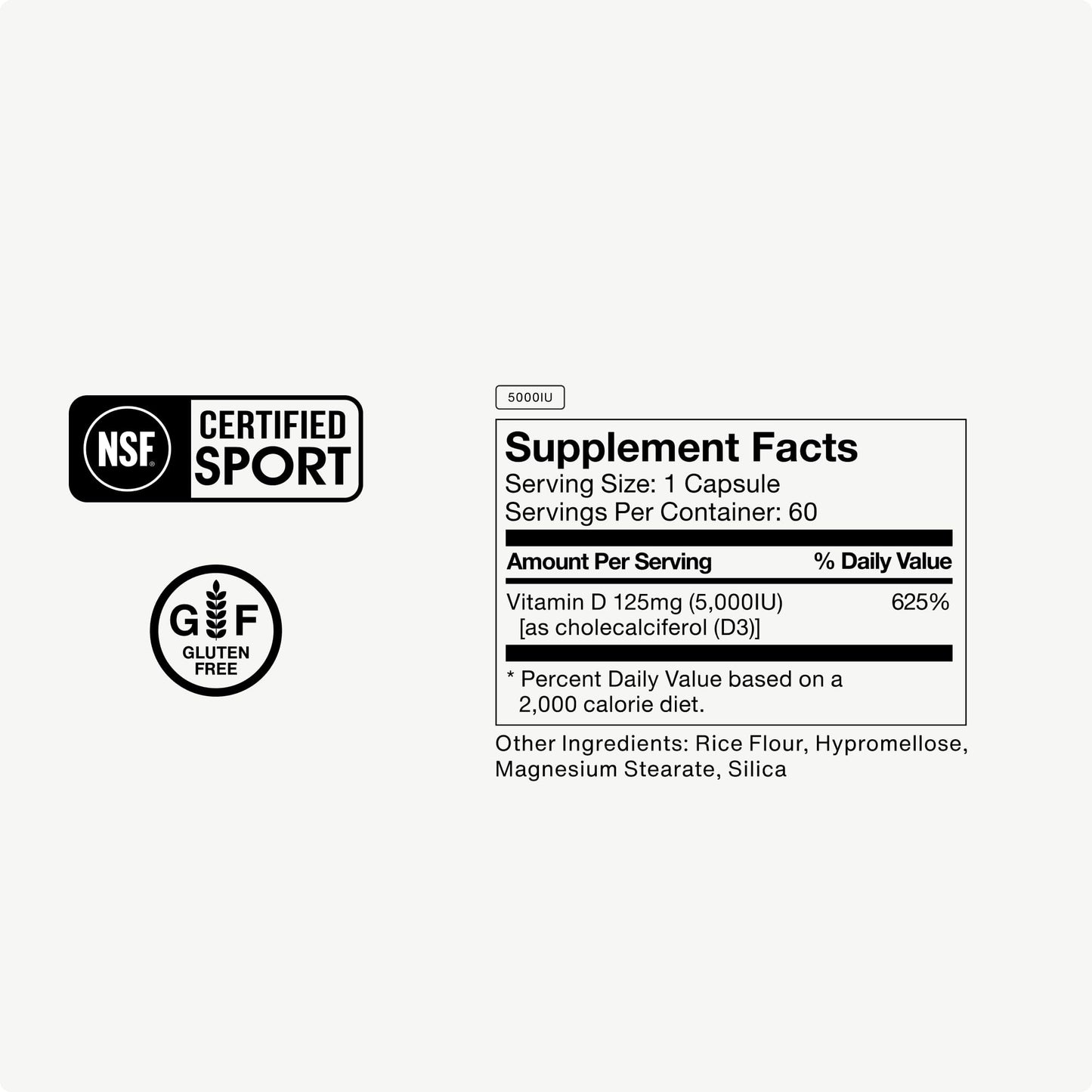 Momentous Vitamin D3 Supplement - 5,000 IU Capsules for Foundational Health Support - NSF Certified for Sport - Gluten Free - 60 Servings - dailyvitalstore