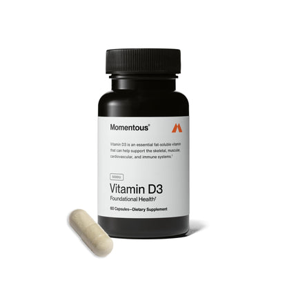 Momentous Vitamin D3 Supplement - 5,000 IU Capsules for Foundational Health Support - NSF Certified for Sport - Gluten Free - 60 Servings - dailyvitalstore