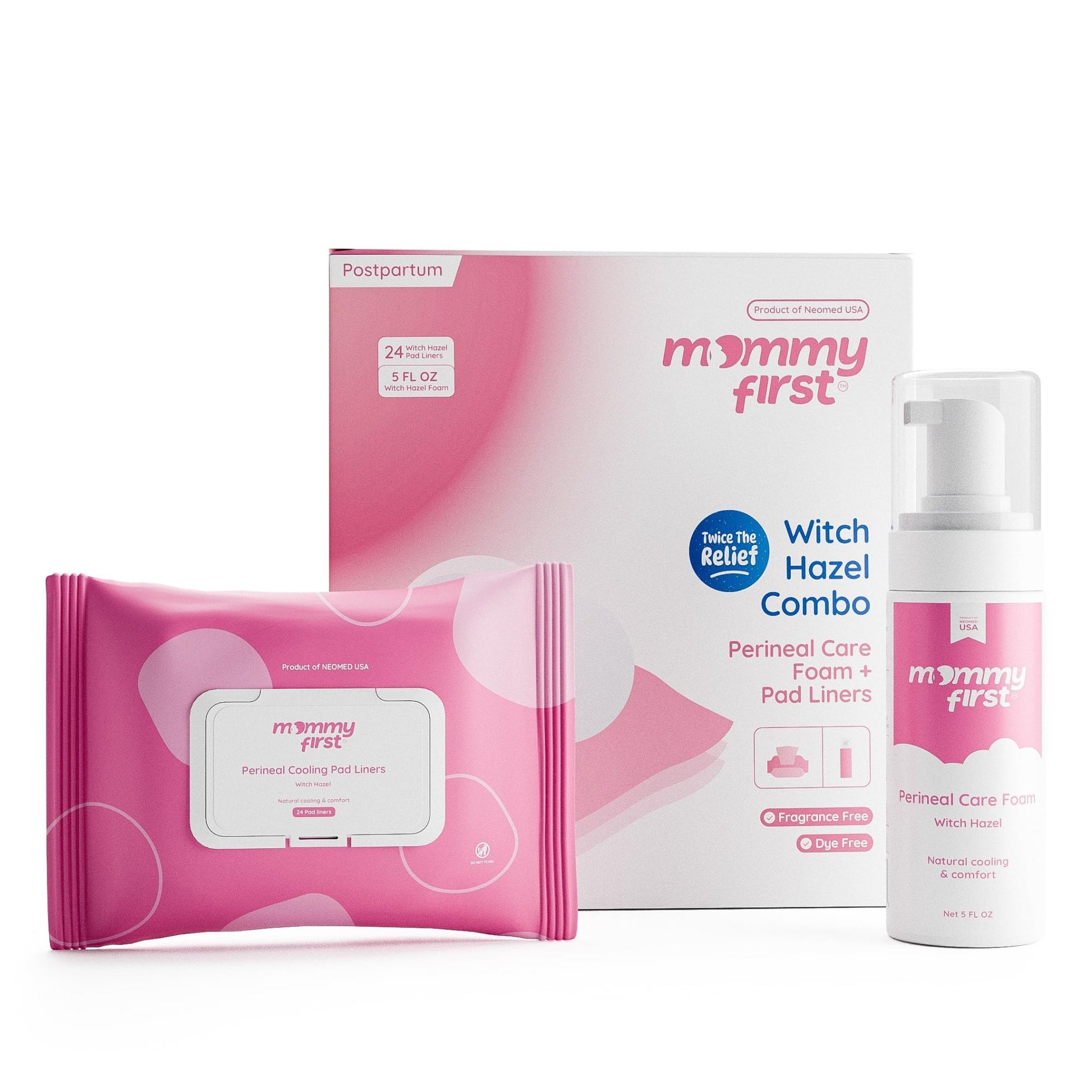 Mommy First® Alcohol-Free Witch Hazel Postpartum Healing Foam & Perineal Cooling Liners Bundle – Probiotic-Infused Relief for Perineal Pain, Itch & Burn After Birth – 24 Liners + 5oz Foam - dailyvitalstore