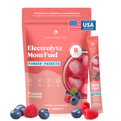 Mommy Knows Best Mom Fuel Electrolyte Drink Mix for Moms, Hydration Support - for Pregnancy, Prenatal, Electrolytes + Trace Minerals, - dailyvitalstore