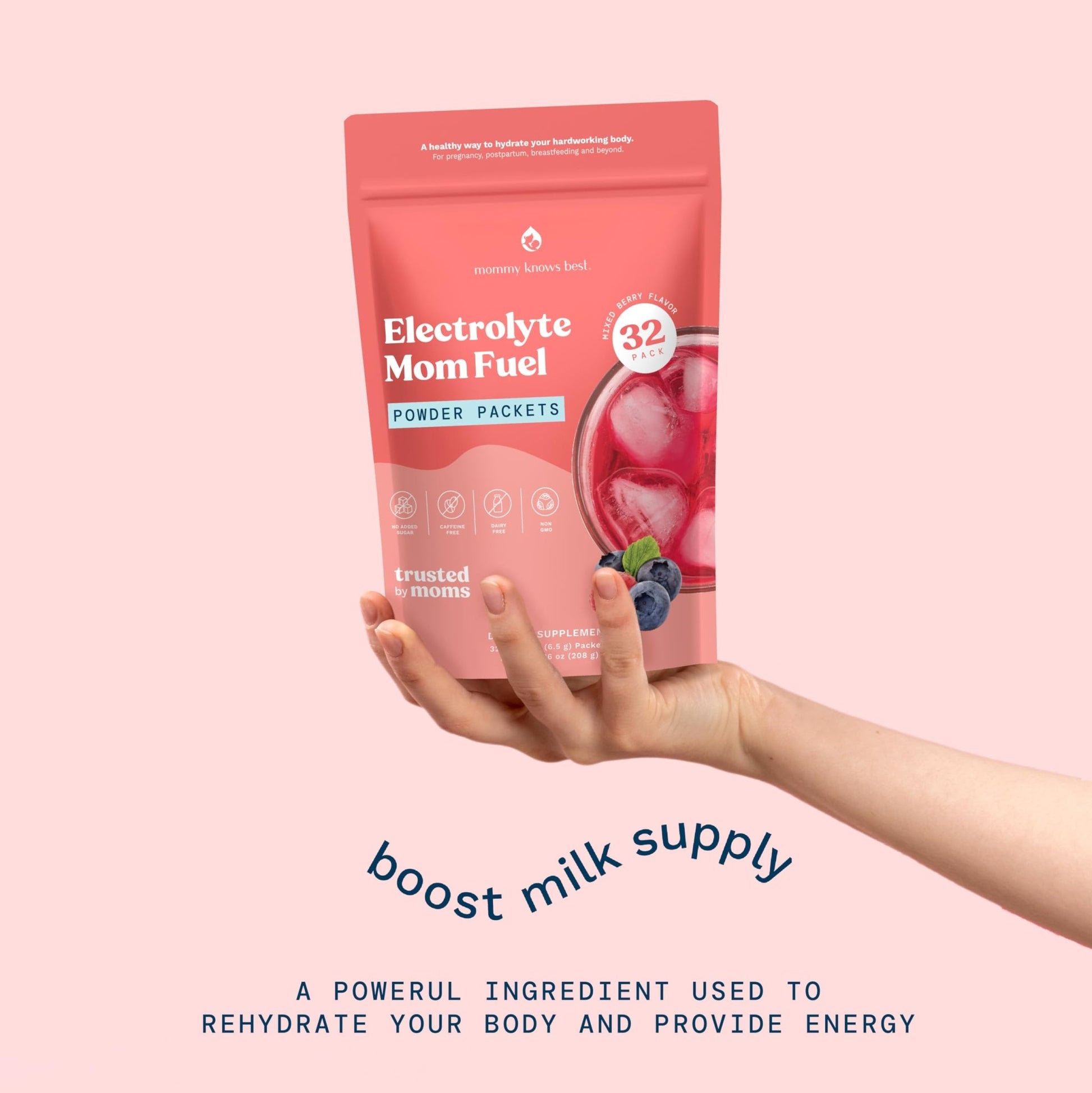 Mommy Knows Best Mom Fuel Electrolyte Drink Mix for Moms, Hydration Support - for Pregnancy, Prenatal, Electrolytes + Trace Minerals, Lactation Drink Mix Supplement (32 Count) - dailyvitalstore