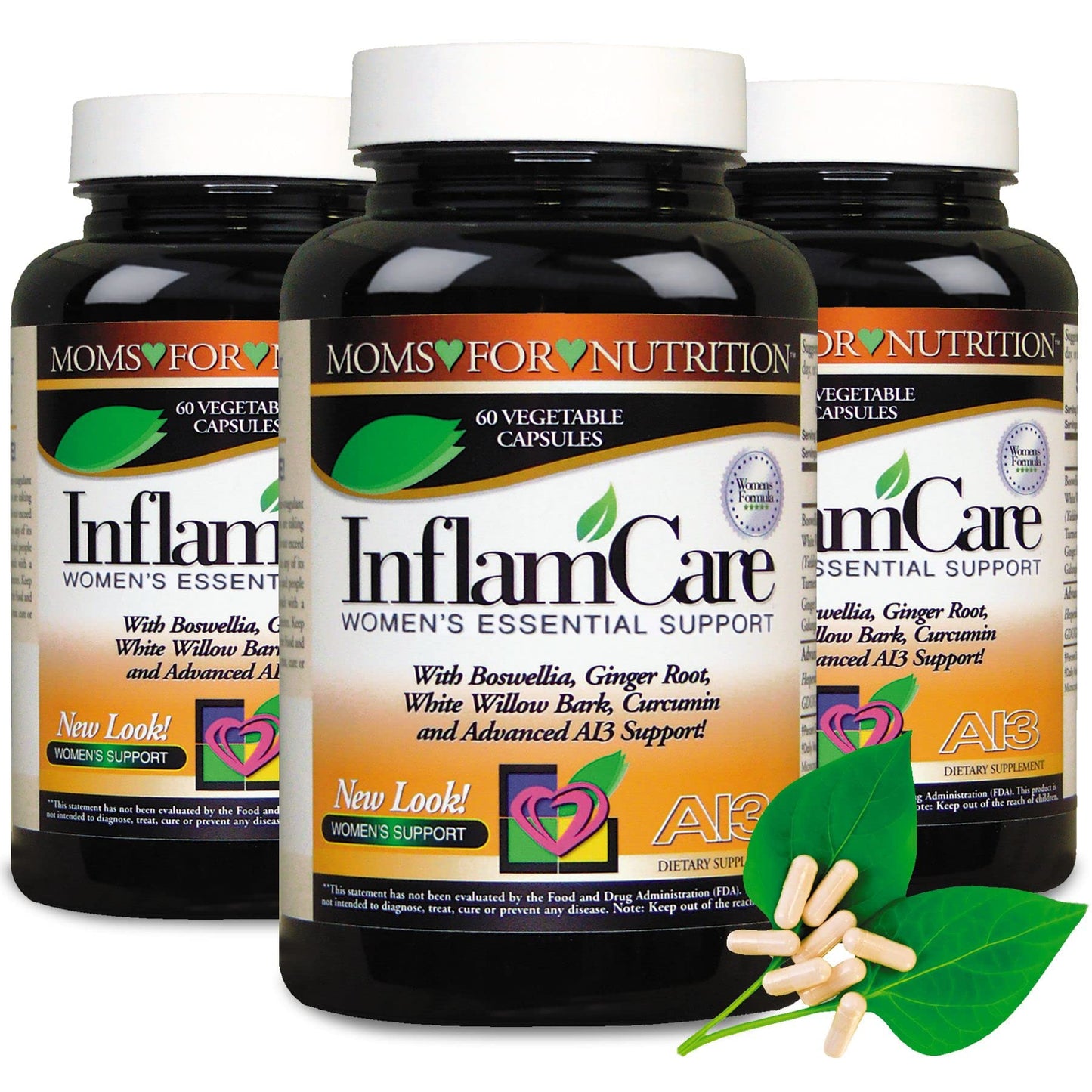 Moms For Nutrition 3 Bottles - InflamCare 3000MG Women’s Formula Gluten Free - 180 Count - dailyvitalstore