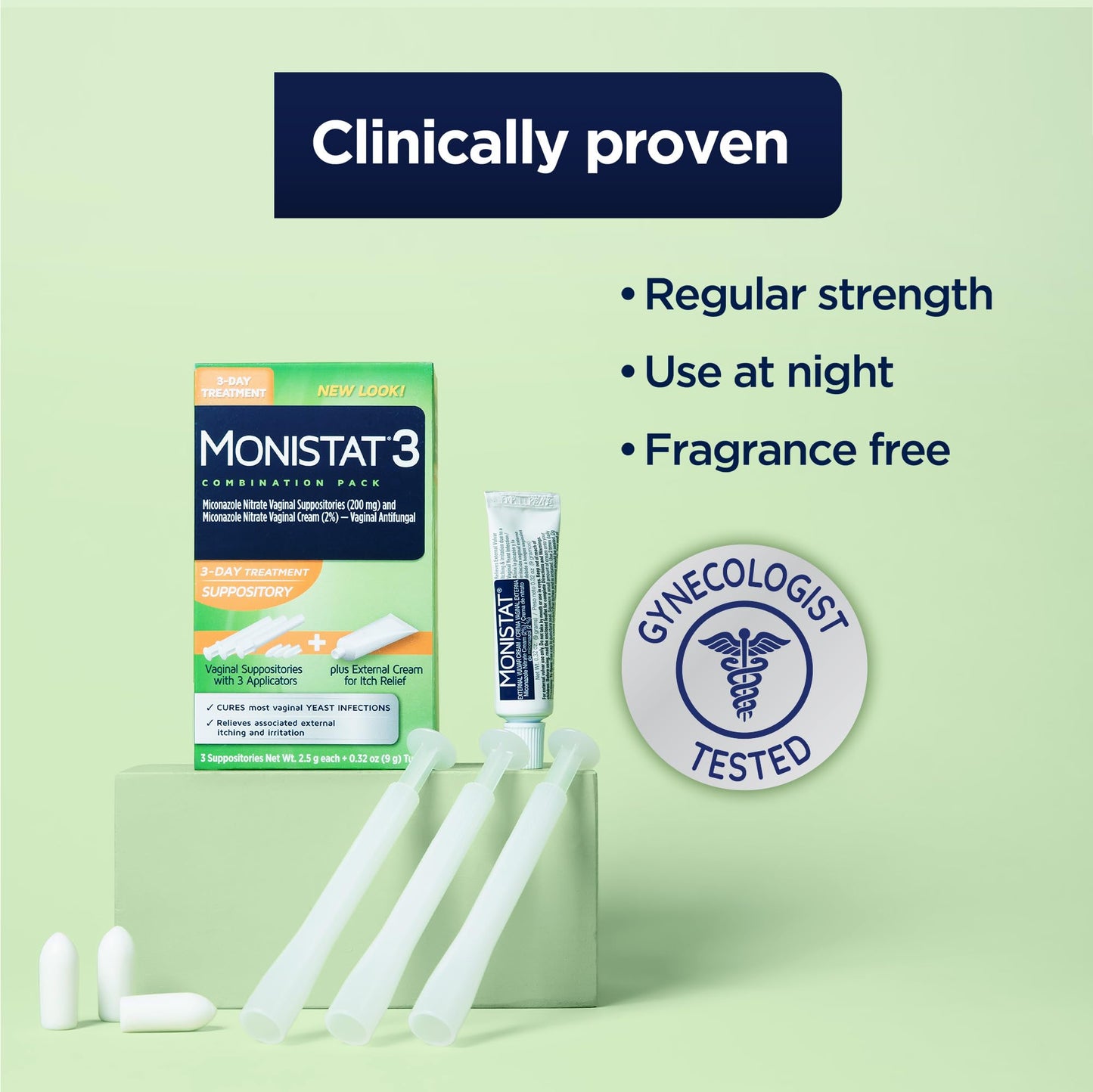 Monistat 3-Day Yeast Infection Treatment for Women, 3 Miconazole Vaginal Suppositories & External Itch Relief Cream (9g Tube) Combo Pack - dailyvitalstore