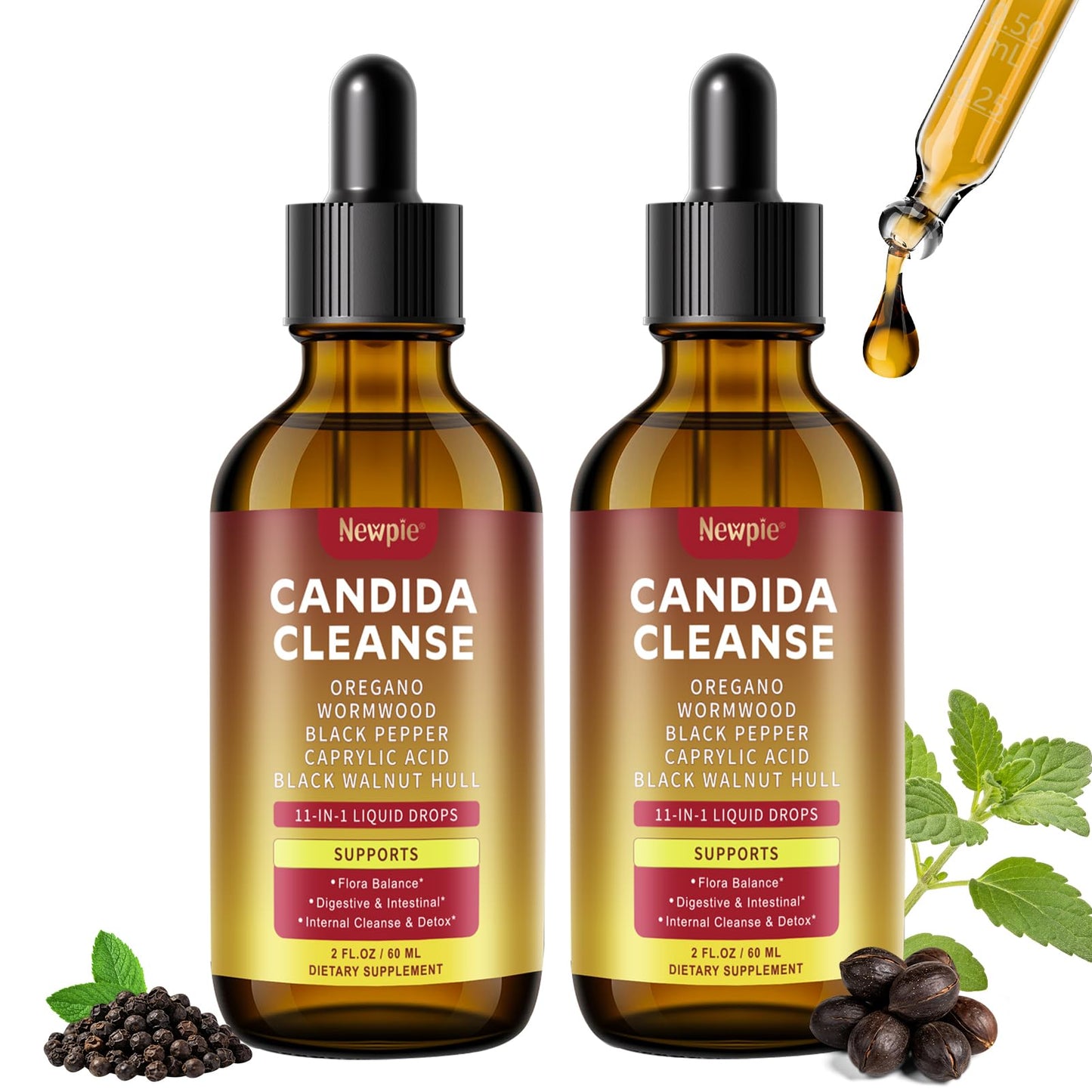 Montorchid Candida Cleanse & Parasite Cleanse Detox | Black Pepper-Boosted Triple-Targeting Formula with Caprylic Acid, Oregano, Black Walnut - dailyvitalstore