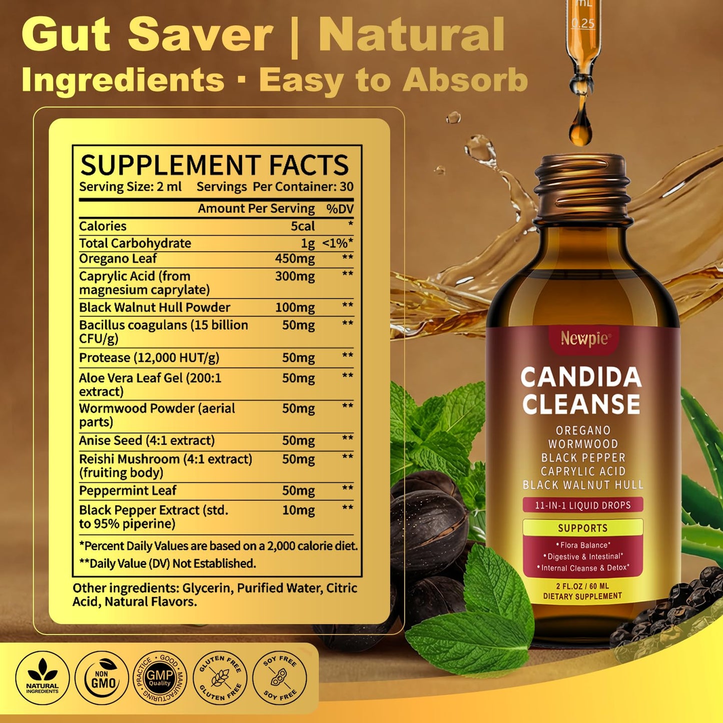 Montorchid Candida Cleanse & Parasite Cleanse Detox | Black Pepper-Boosted Triple-Targeting Formula with Caprylic Acid, Oregano, Black Walnut - dailyvitalstore