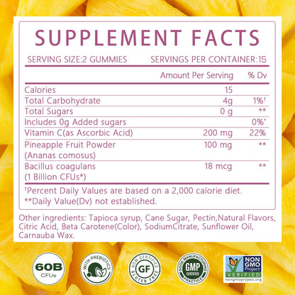 Montue Premium Diamond Feminine Balance Gummies-pH Balance with Prebiotics & Lactobacillus Probiotic Blend&Hawaiian Pineapple Immune Support,Vegan& Non-GMO（30 Gummies） - dailyvitalstore