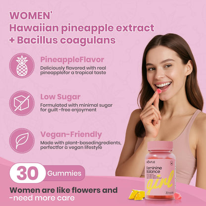 Montue Premium Diamond Feminine Balance Gummies-pH Balance with Prebiotics & Lactobacillus Probiotic Blend&Hawaiian Pineapple Immune Support,Vegan& Non-GMO（30 Gummies） - dailyvitalstore