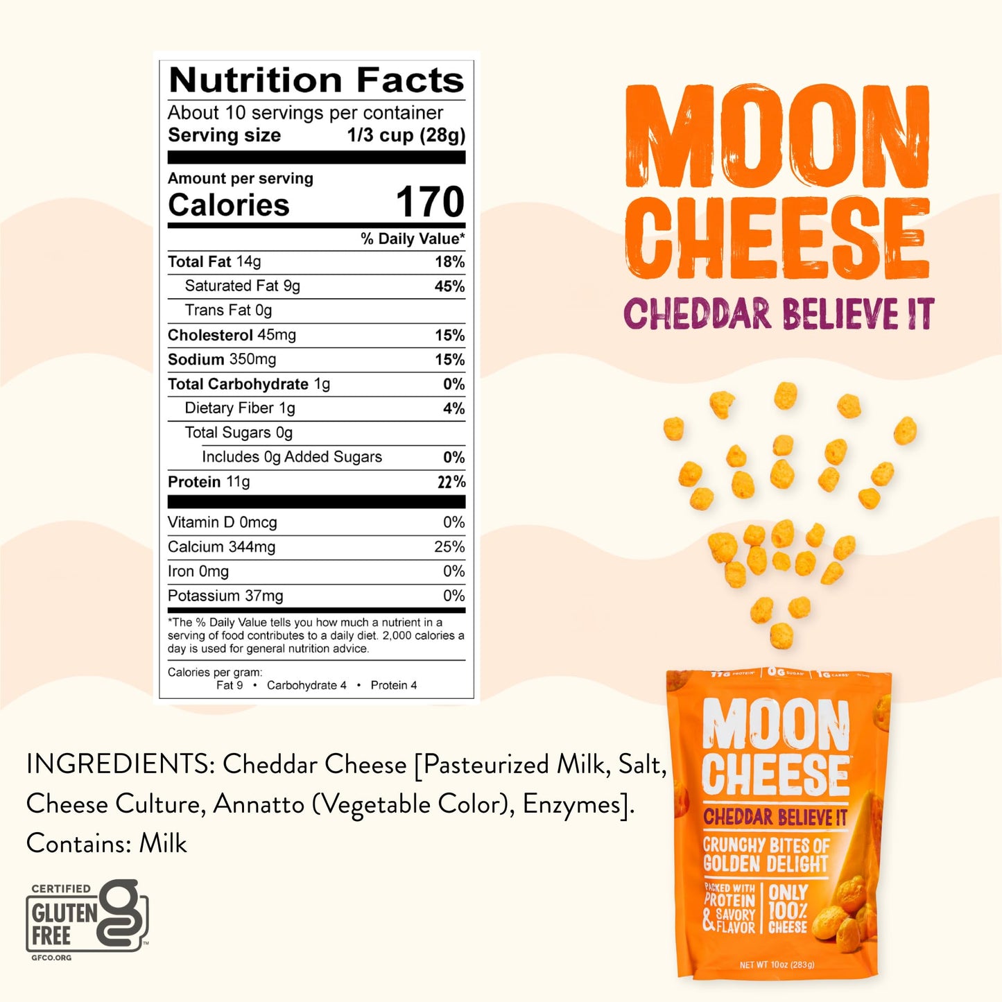Moon Cheese Cheddar Believe It, 10 Ounce, 2-Pack, Crunchy, Protein-Rich Cheese Snack, Keto Friendly, 100% Real Cheese - dailyvitalstore