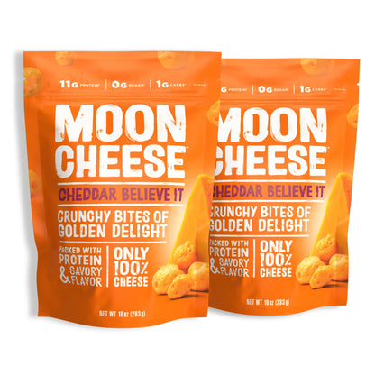 Moon Cheese Cheddar Believe It, 10 Ounce, 2-Pack, Crunchy, Protein-Rich Cheese Snack, Keto Friendly, 100% Real Cheese - dailyvitalstore