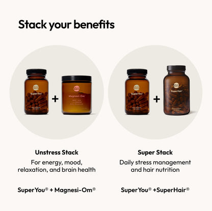 Moon Juice SuperYou Ashwagandha Supplements with Rhodiola, Shatavari & Amla - Cortisol Reducer for Energy, Mood, Focus and Stress Support, Vegan, Non-GMO & 100% Traceable, 60 Capsules, 30 Servings - dailyvitalstore