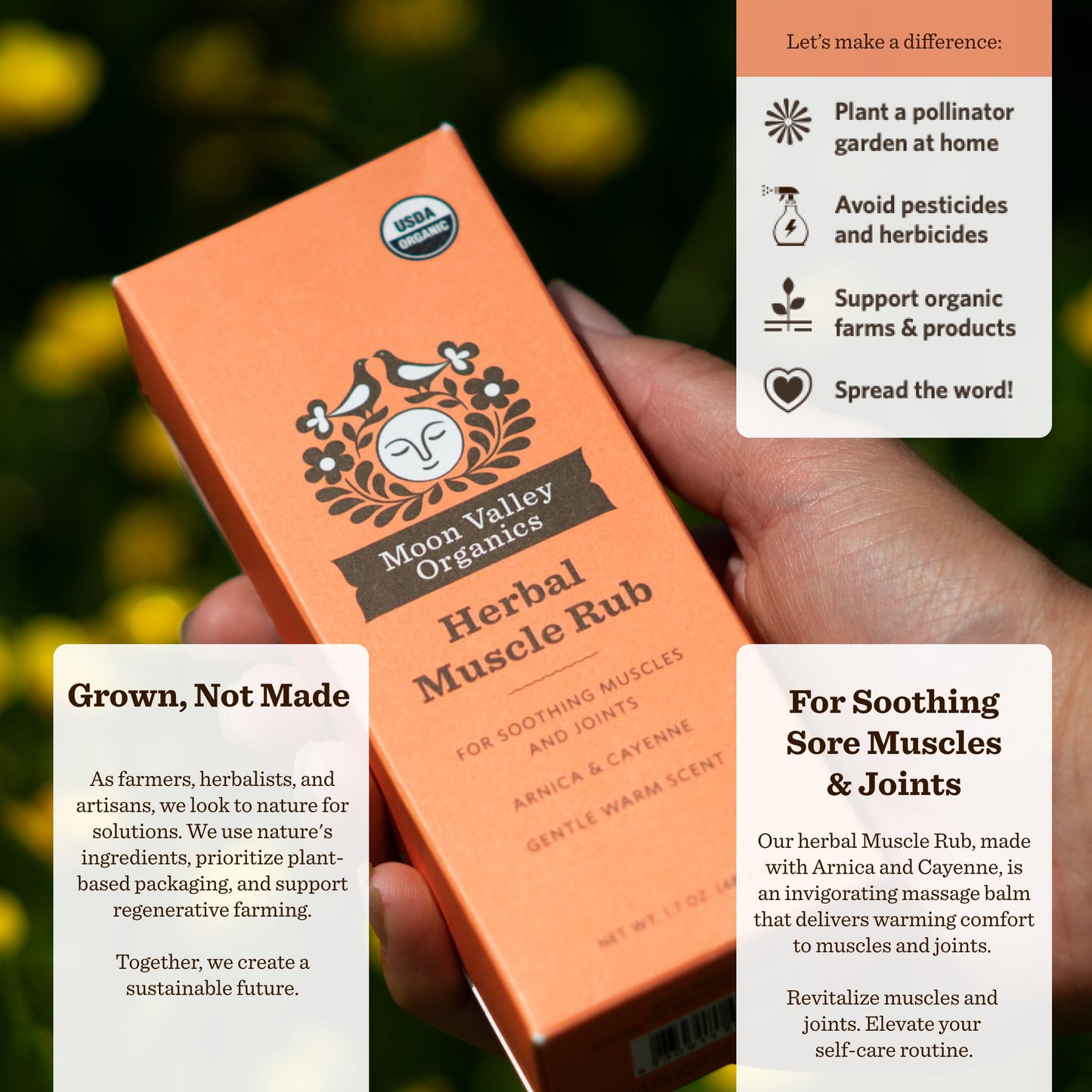 Moon Valley Organics Herbal Muscle Rub with Cayenne for Sore Joints, Aches and Pains, Soothes Pain Caused by Cold, Treat Sore Spots with Heat - dailyvitalstore