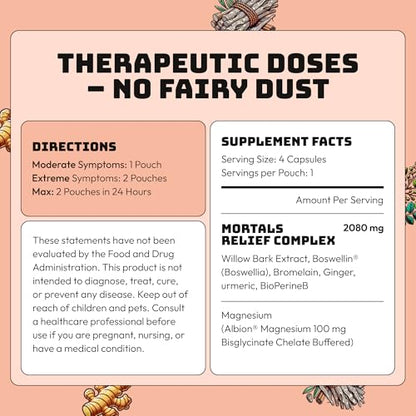Mortals Pain Purge Daily Comfort Capsules — 7-Ingredient Botanical Blend with Turmeric, Boswellia, Willow Bark & Ginger — Vegan, cGMP, Made in USA (15 Pouches) - dailyvitalstore