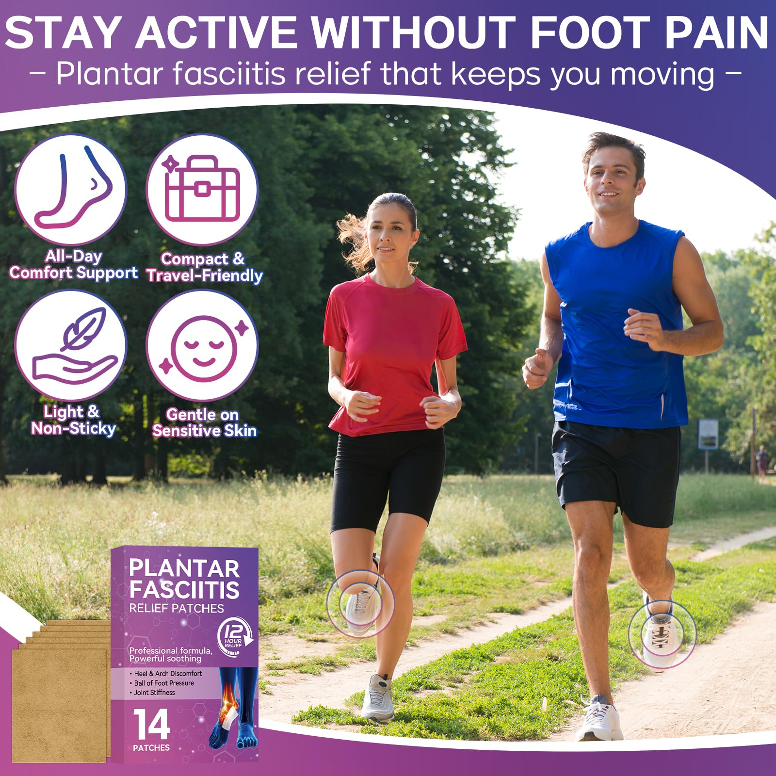 Mosconly Plantar Fasciitis Relief 14 Pcs, Natural Heel Discomfort Relief for Plantar Fasciitis, 12 Hour Maximum Strength Deep Hot, Soothing of Joint Soreness for Heel Discomfort - dailyvitalstore