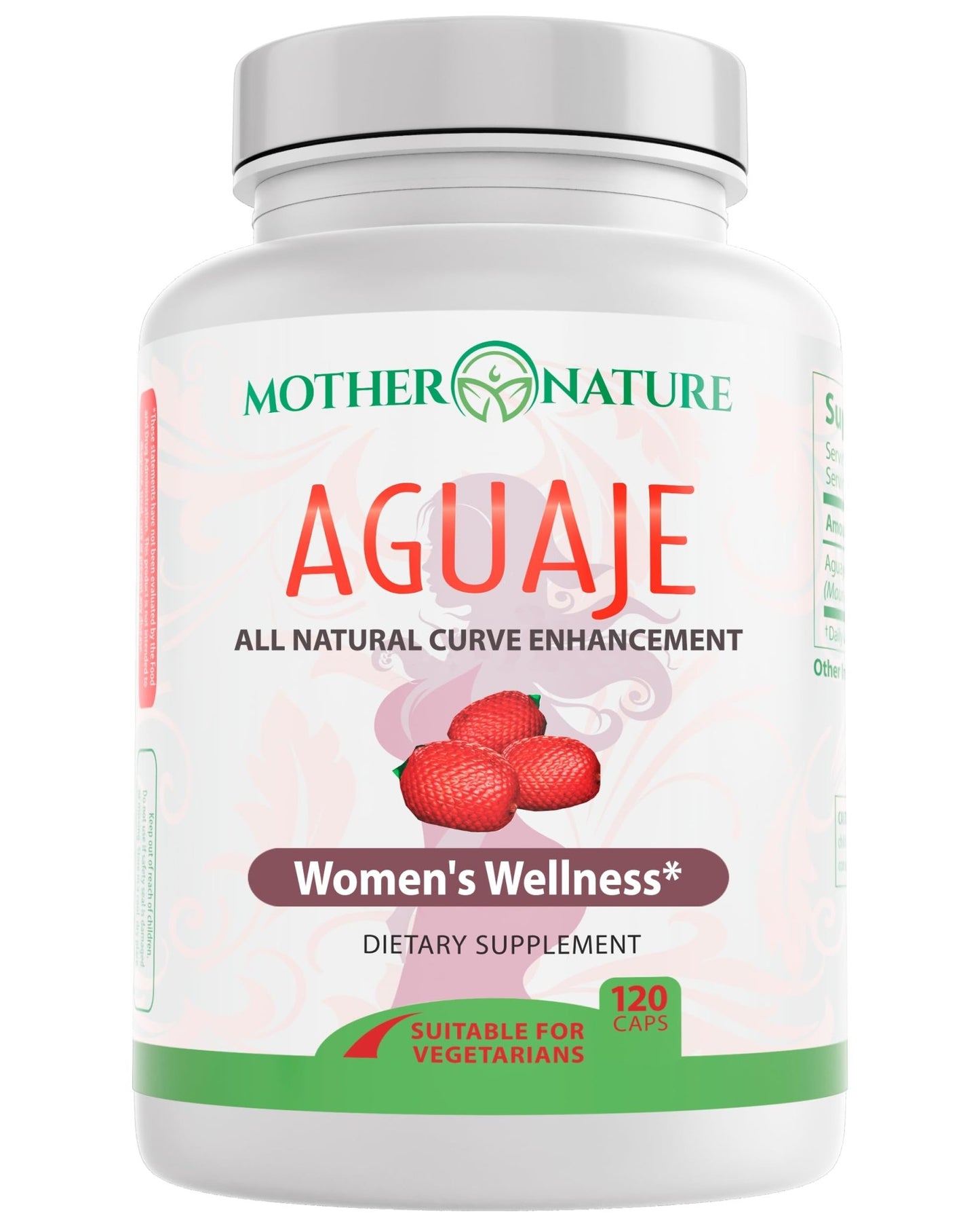 Mother Nature Aguaje Curves Capsules for Women, 1000mg (120ct), Natural & Sustainably Sourced Aguaje Fruit from Peru for Female Health, Hormone Balance, Curve Enhancer, Vegan, Non-GMO & Gluten-Free - dailyvitalstore