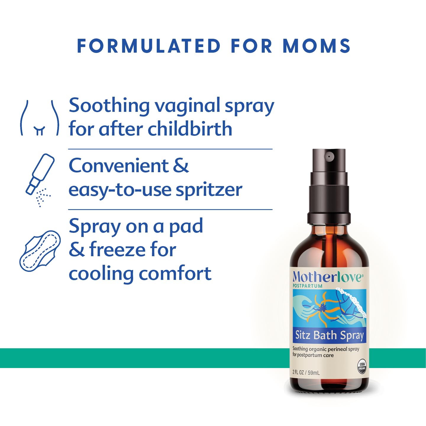 Motherlove Sitz Bath Spray (2 oz) Sitz Bath for Postpartum Care—Herbal Perineal Spray w/Witch Hazel—USDA Organic, Vegan, & Cruelty Free - dailyvitalstore