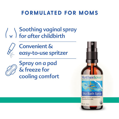 Motherlove Sitz Bath Spray (2 oz) Sitz Bath for Postpartum Care—Herbal Perineal Spray w/Witch Hazel—USDA Organic, Vegan, & Cruelty Free - dailyvitalstore