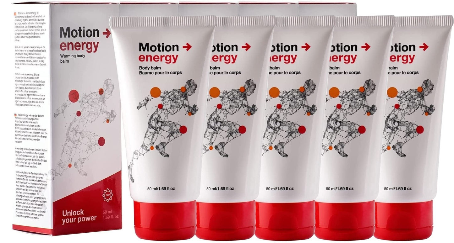 Motion Energy - Body Balm | Eucalyptus, Rosemary, Cinnamon Essential Oils & Ginger | 50 ml | 5 Pack - dailyvitalstore