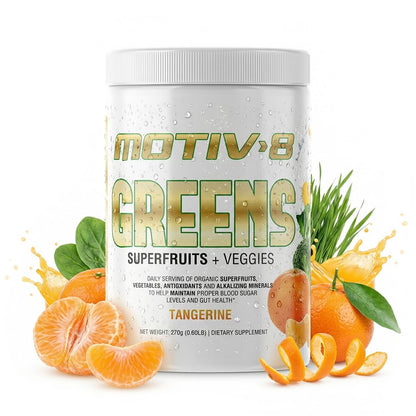 Motiv-8, Greens Superfruits & Veggie Superfood Powder Supplement, Antioxidant, Fiber, Sugar-Free, 30 Servings (Tangerine, 30 Servings) - dailyvitalstore