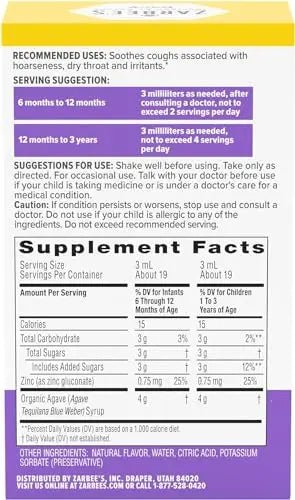Motrin and Zarbee’s Essentials for Infants Infants' Concentrated Liquid Medicine Drops with Ibuprofen and Zarbee's Baby Coughⱡ Syrup + Immune with Organic Agave + Zinc - dailyvitalstore