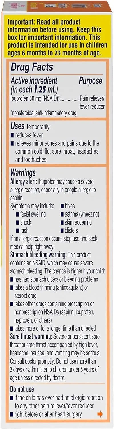 Motrin and Zarbee’s Essentials for Infants Infants' Concentrated Liquid Medicine Drops with Ibuprofen and Zarbee's Baby Coughⱡ Syrup + Immune with Organic Agave + Zinc - dailyvitalstore