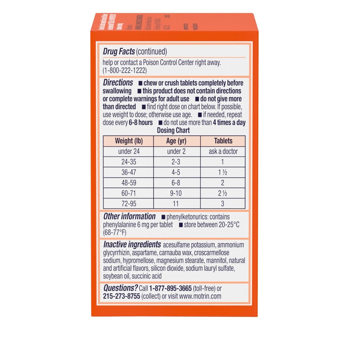 Motrin Children's Dye-Free Chewable Tablets with Ibuprofen, Kids' Fever Reducer & Pain Reliever for Sore Throat, Fever, Toothache & Pain Relief, Grape Flavor, 24 Count (Pack of 2) - dailyvitalstore