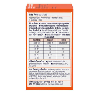 Motrin Children's Dye-Free Chewable Tablets with Ibuprofen, Kids' Fever Reducer & Pain Reliever for Sore Throat, Fever, Toothache & Pain Relief, Grape Flavor, 24 Count (Pack of 2) - dailyvitalstore