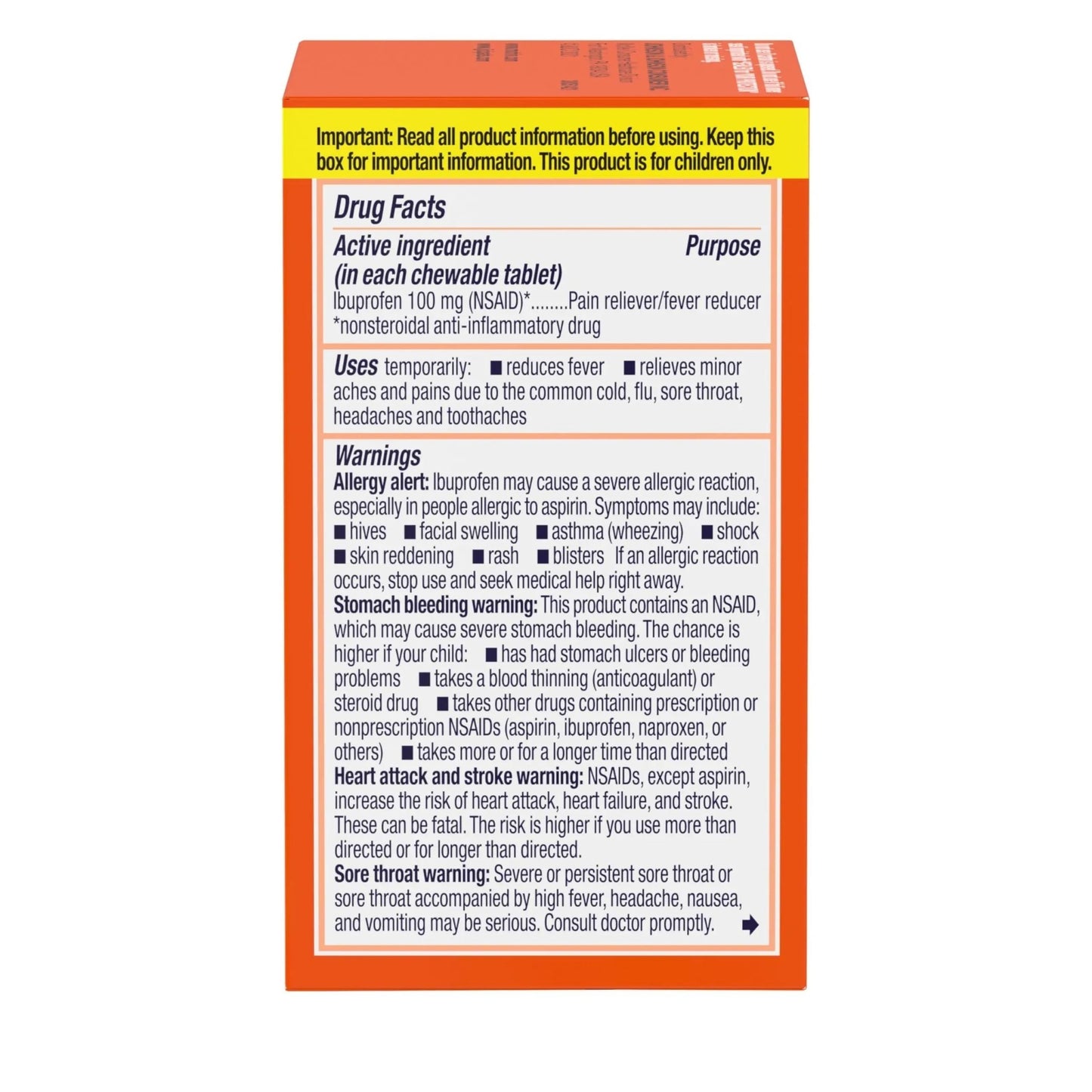 Motrin Children's Dye-Free Chewable Tablets with Ibuprofen, Kids' Fever Reducer & Pain Reliever for Sore Throat, Fever, Toothache & Pain Relief, Grape Flavor, 24 Ct - dailyvitalstore