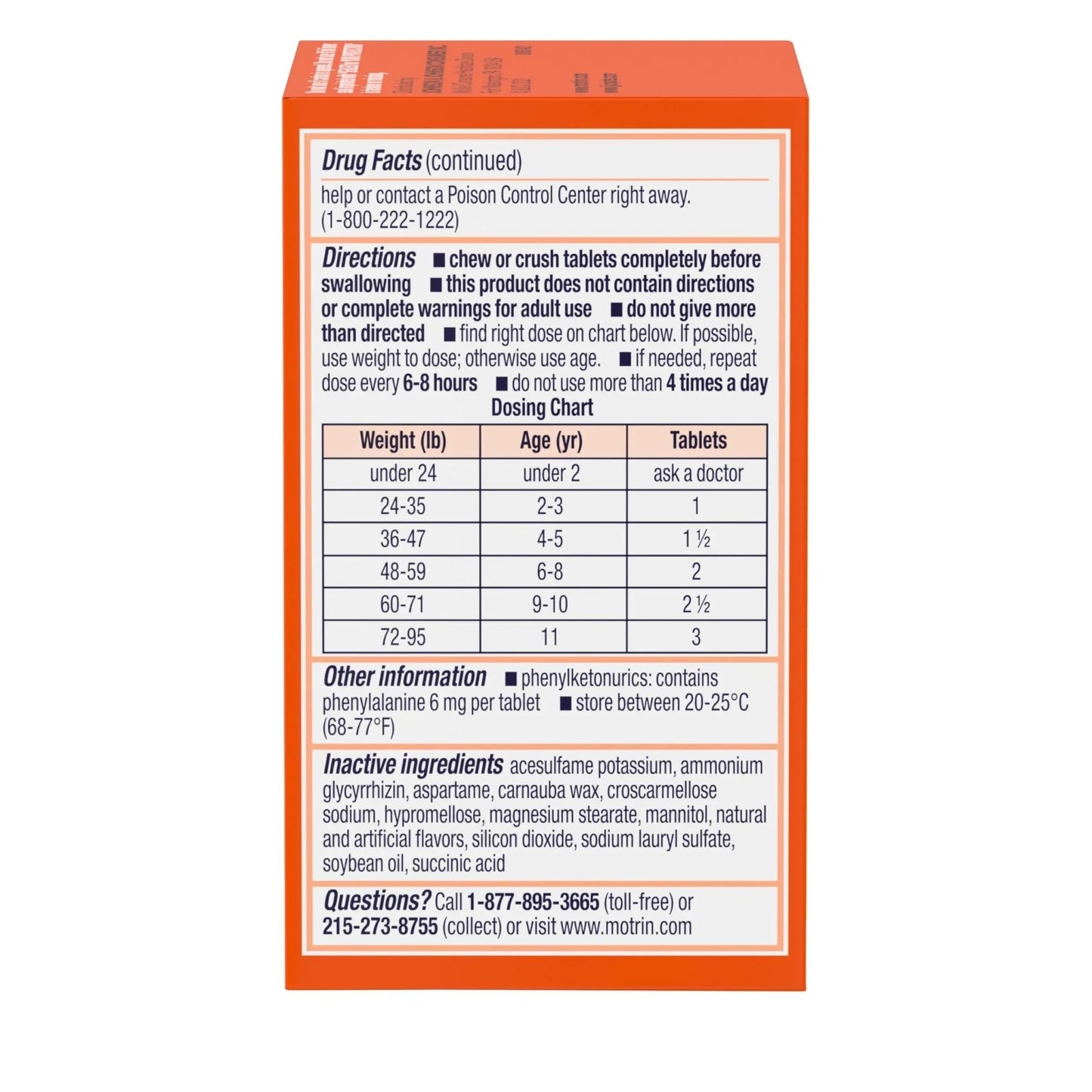 Motrin Children's Dye-Free Chewable Tablets with Ibuprofen, Kids' Fever Reducer & Pain Reliever for Sore Throat, Fever, Toothache & Pain Relief, Grape Flavor, 24 Ct - dailyvitalstore