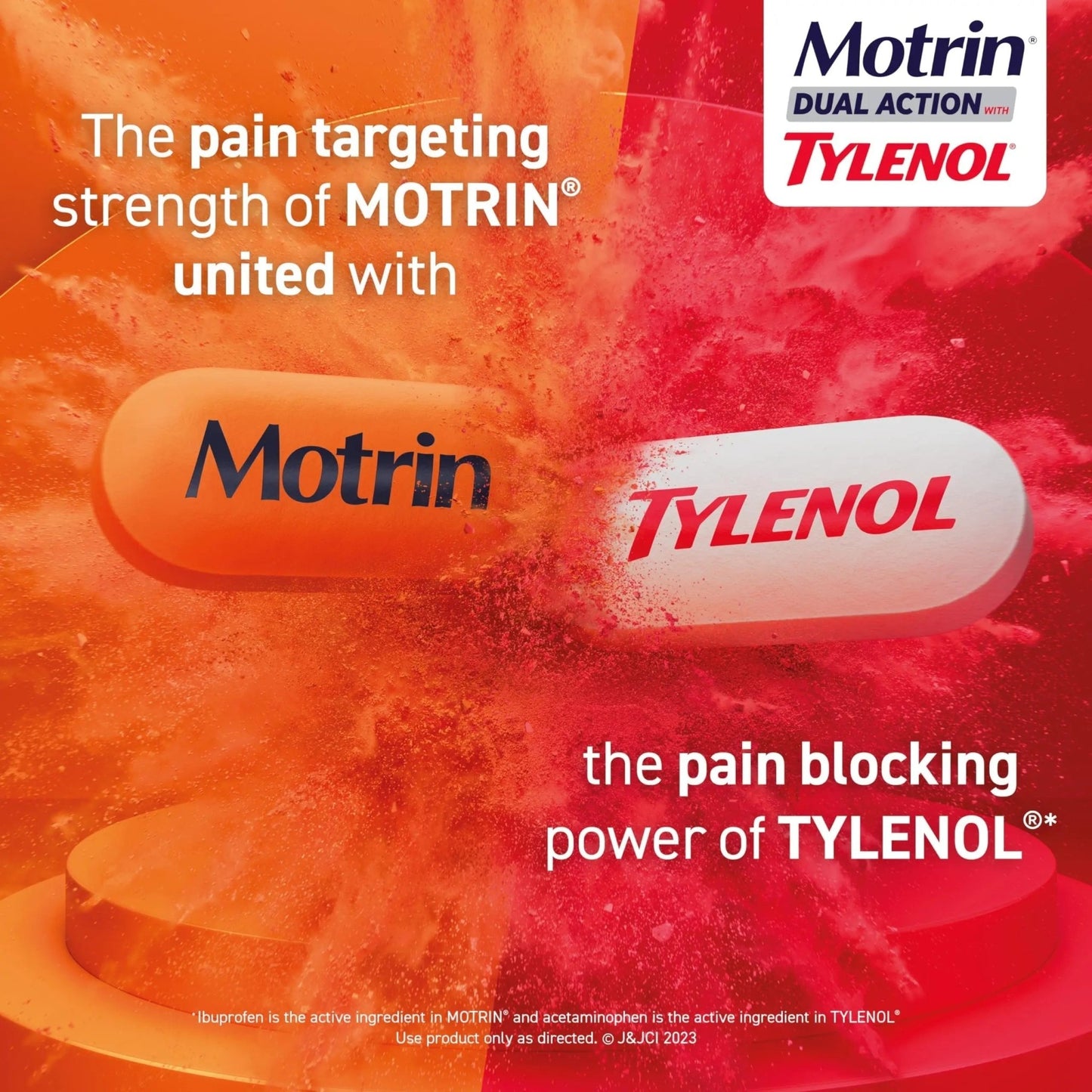 Motrin Dual Action with Tylenol, Fast-Acting Dual Action Pain Reliever with Ibuprofen & Acetaminophen for Minor Aches & Pains, Ibuprofen (NSAID) 125 mg & Acetaminophen 250 mg, 80 ct - dailyvitalstore