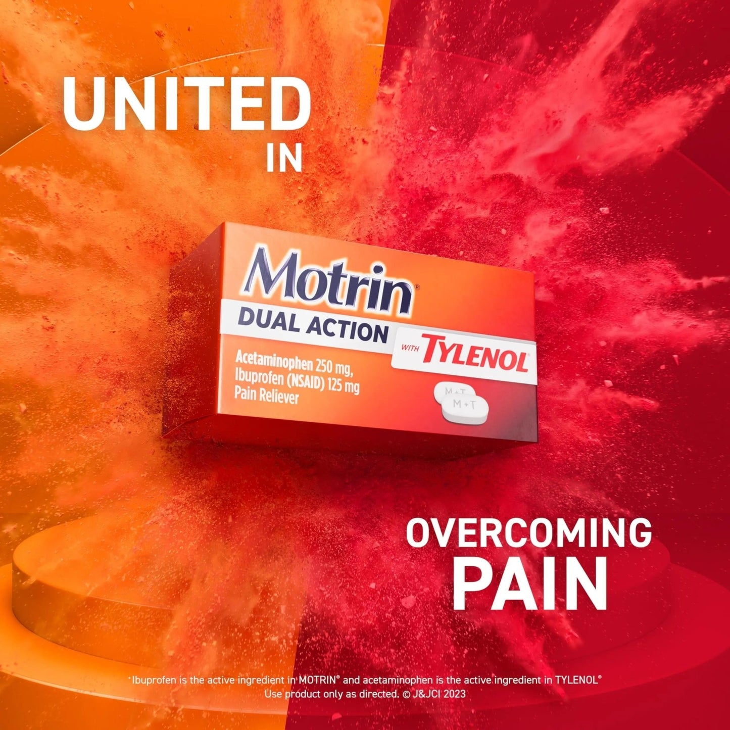 Motrin Dual Action with Tylenol, Fast-Acting Dual Action Pain Reliever with Ibuprofen & Acetaminophen for Minor Aches & Pains, Ibuprofen (NSAID) 125 mg & Acetaminophen 250 mg, 80 ct - dailyvitalstore