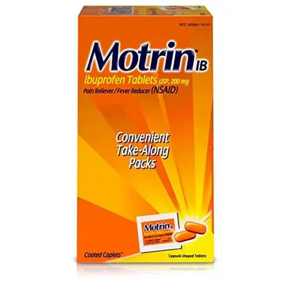 Motrin IB, Ibuprofen 200mg Tablets, NSAID Pain & Fever Reliever for Headache, Backache, Muscular Aches, Arthritis Pain Reliever, 50 Travel Packets of 2, 100 ct - dailyvitalstore