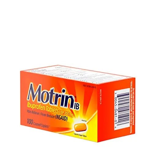 Motrin IB, Ibuprofen 200mg Tablets, Pain Reliever & Fever Reducer for Muscular Aches, Headache, Backache, Menstrual Cramps & Minor Arthritis Pain, NSAID, 100 Ct - dailyvitalstore