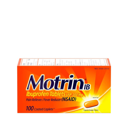 Motrin IB, Ibuprofen 200mg Tablets, Pain Reliever & Fever Reducer for Muscular Aches, Headache, Backache, Menstrual Cramps & Minor Arthritis Pain, NSAID, 100 Ct - dailyvitalstore