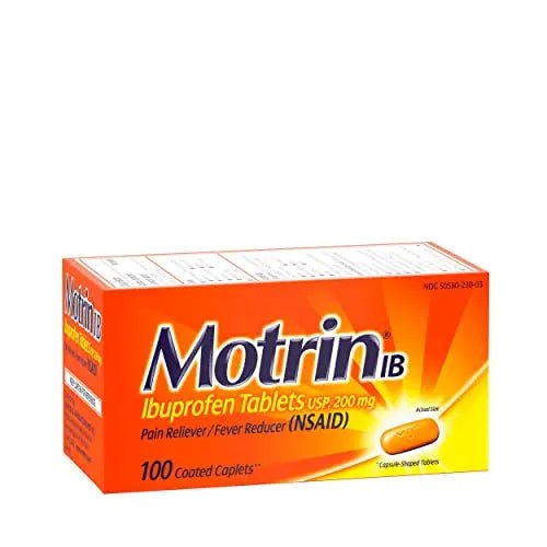 Motrin IB, Ibuprofen 200mg Tablets, Pain Reliever & Fever Reducer for Muscular Aches, Headache, Backache, Menstrual Cramps & Minor Arthritis Pain, NSAID, 100 Ct - dailyvitalstore