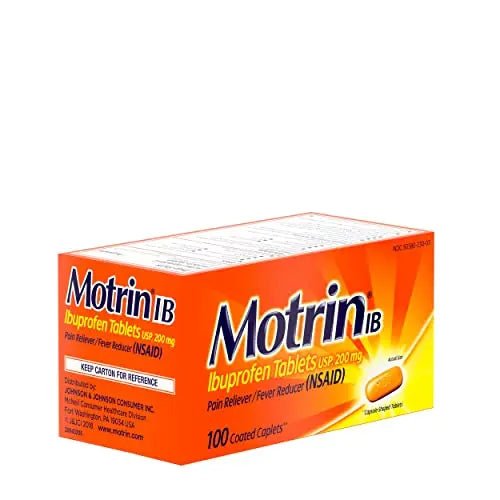 Motrin IB, Ibuprofen 200mg Tablets, Pain Reliever & Fever Reducer for Muscular Aches, Headache, Backache, Menstrual Cramps & Minor Arthritis Pain, NSAID, 100 Ct - dailyvitalstore
