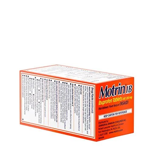 Motrin IB, Ibuprofen 200mg Tablets, Pain Reliever & Fever Reducer for Muscular Aches, Headache, Backache, Menstrual Cramps & Minor Arthritis Pain, NSAID, 100 Ct - dailyvitalstore